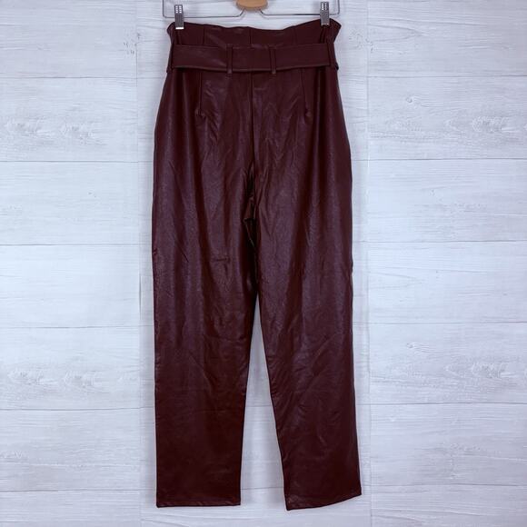 Commando Vegan Faux Leather Paperbag Pants Size Medium Ox Blood Red Grunge‎ Fall - Picture 7 of 16